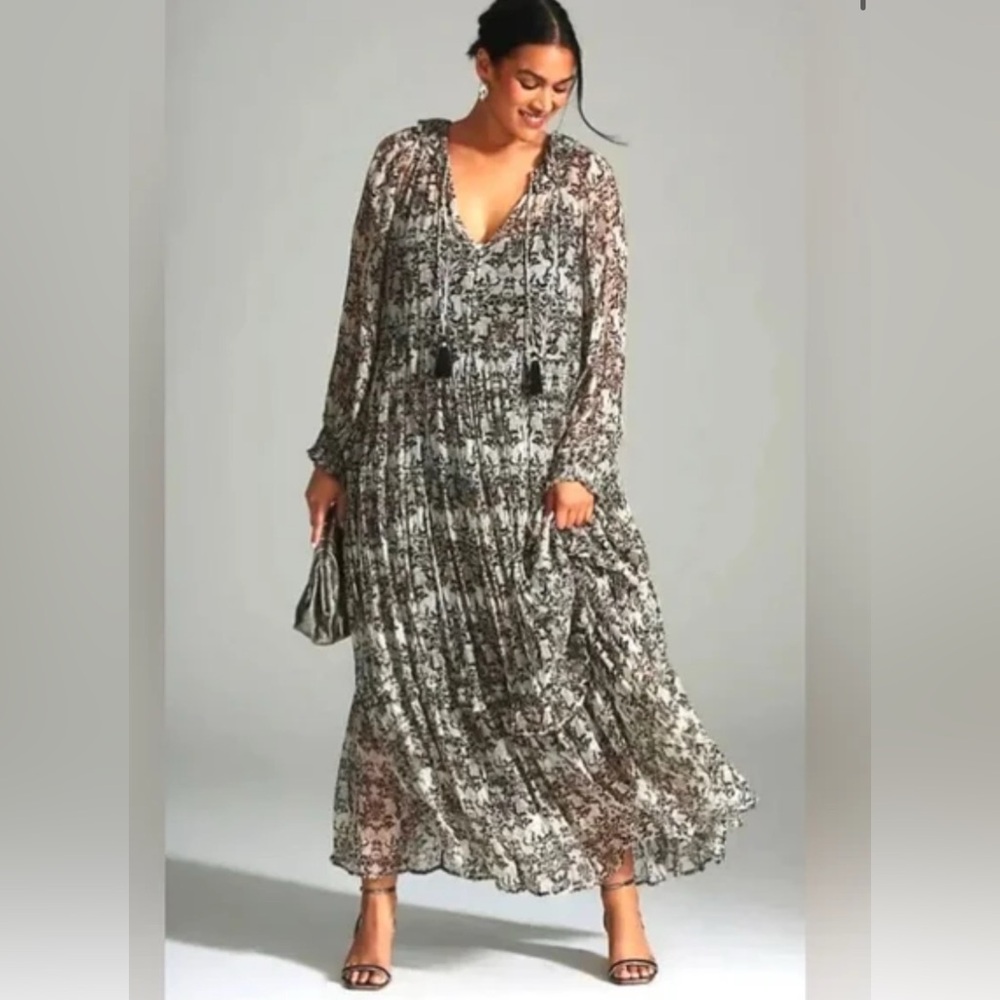 Anthropologie Plus Size 3X Chiffon Marias Maxi Dress